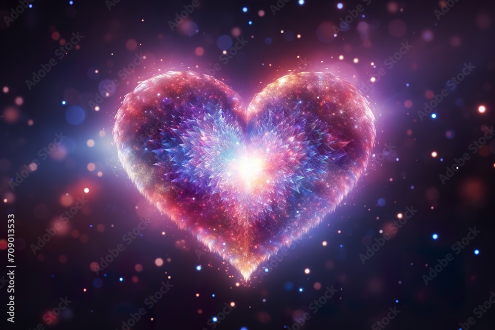 Love pattern, universe lights nebula vortex and starry sky