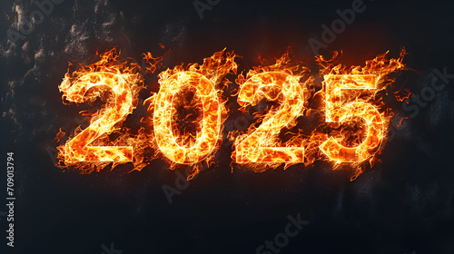 Happy New Year 2025. Text number 2025, happy letters fireworks, Happy new year 2025, Generative Ai