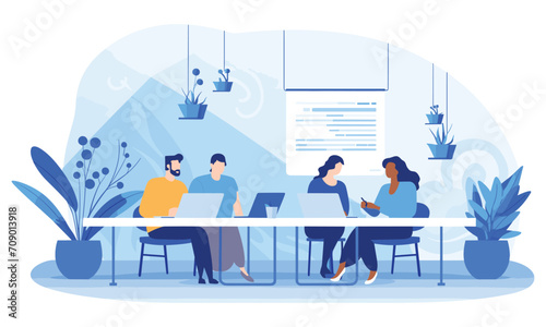  vector flat people on business teamwork illustration flat illustration
