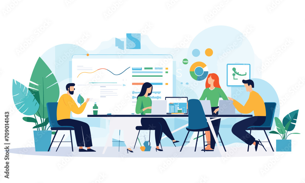  vector flat people on business teamwork illustration flat illustration