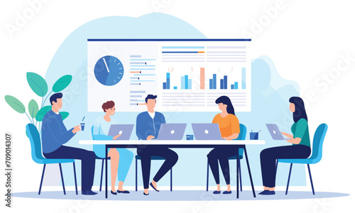  vector flat people on business teamwork illustration flat illustration