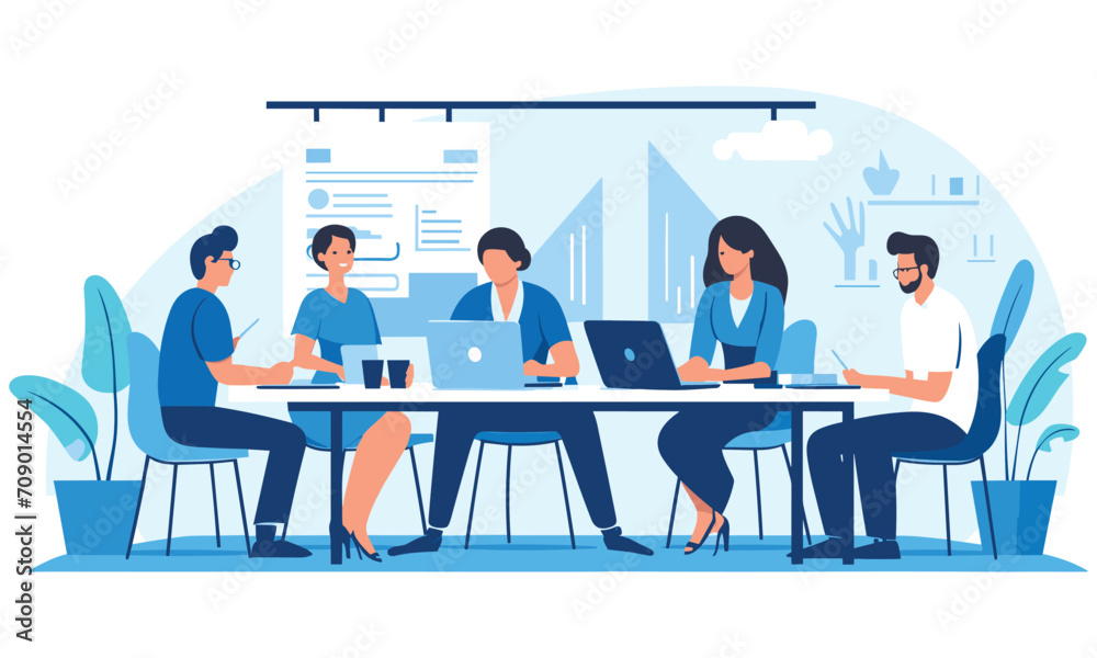  vector flat people on business teamwork illustration flat illustration