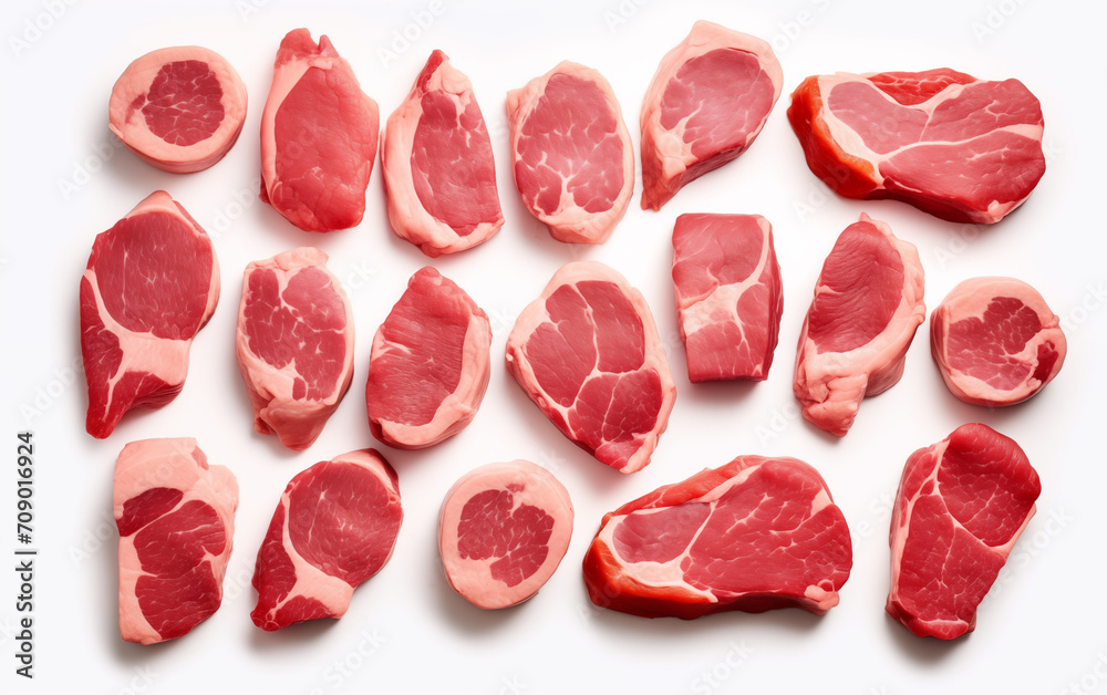 Meat cow ready with vegetable for cooking Isolated on White background Generated AI Meat cow ready with vegetable for cooking Isolated on White background Generated AI