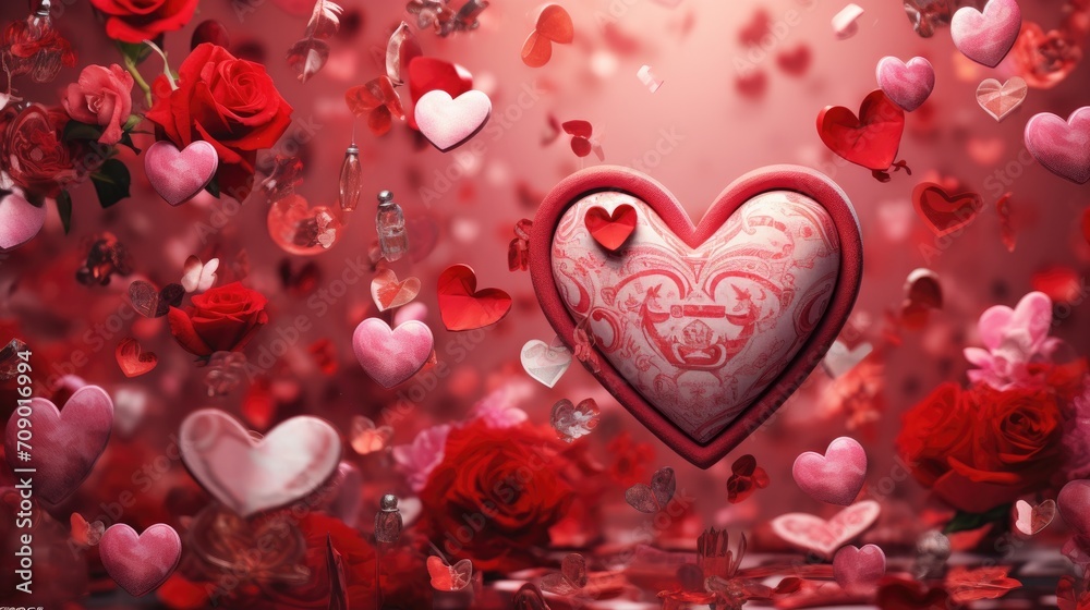 Valentine's Day Wallpaper for Him and Her with Hearts Romantic Design