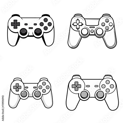 Educational Game Playing Game Controller .simple isolated line styled vector illustration