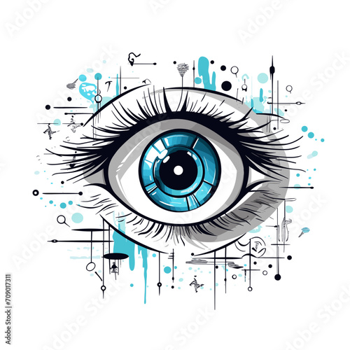 Online Exam Proctoring Camera Eye .simple isolated line styled vector illustration