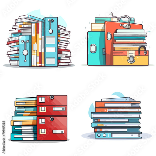 Medical Records Management Medical Files and Folders .simple isolated line styled vector illustration