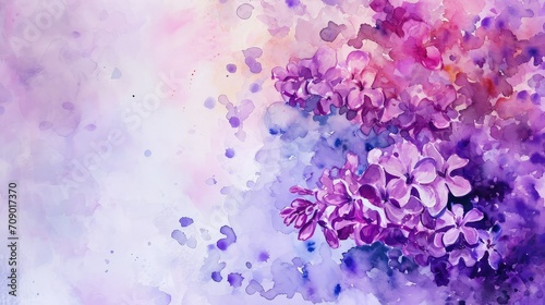 Lilac background the meaning of often associated with the first emotions of love, valentine theme, watercolor, mother's day, big copy space.