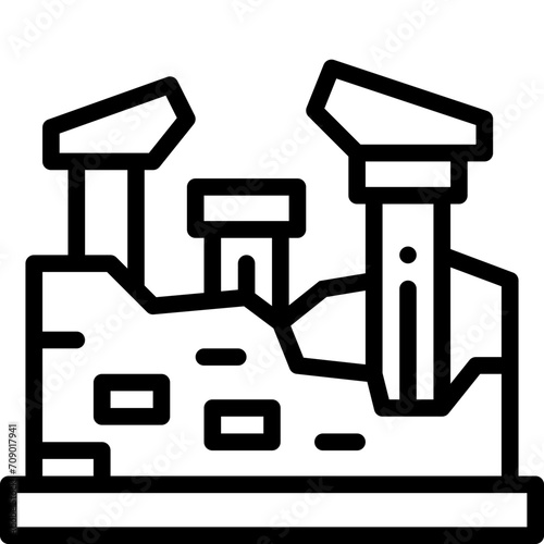 archaeological site line icon