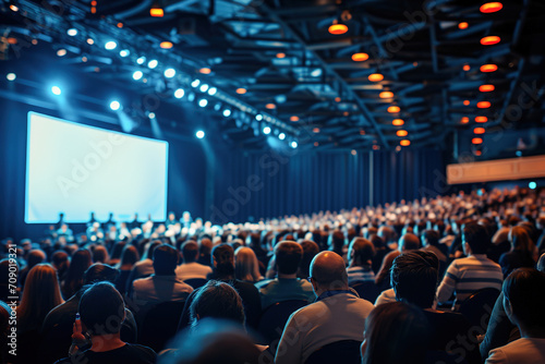 Bustling big hall business conference. Showcasing the vibrancy of the event,  successful business gathering in a large, well-lit conference hall.