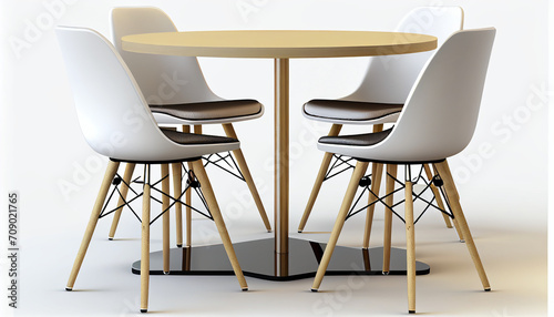 Isolated four-person table against white background