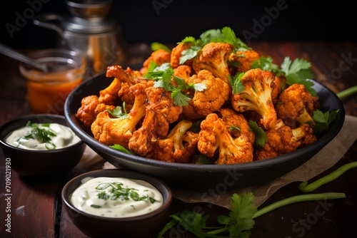 Deep- Fried Cauliflower Spicy WIngs With Mayonnaise