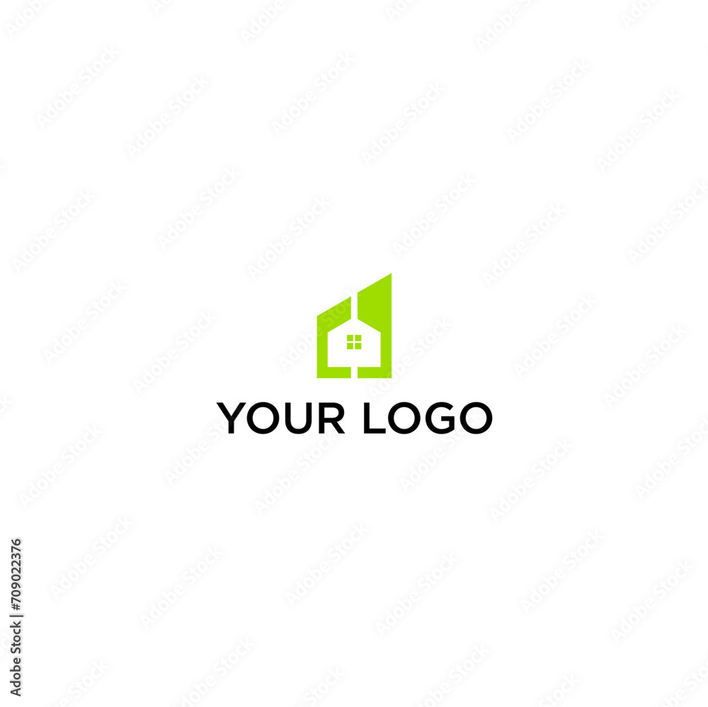 A minimalist logo concept in the form of a house and the silhouette of a tall building is suitable for housing and real estate companies A minimalist logo concept in the form of a house and the silhouette of a tall building is suitable for housing and real estate companies