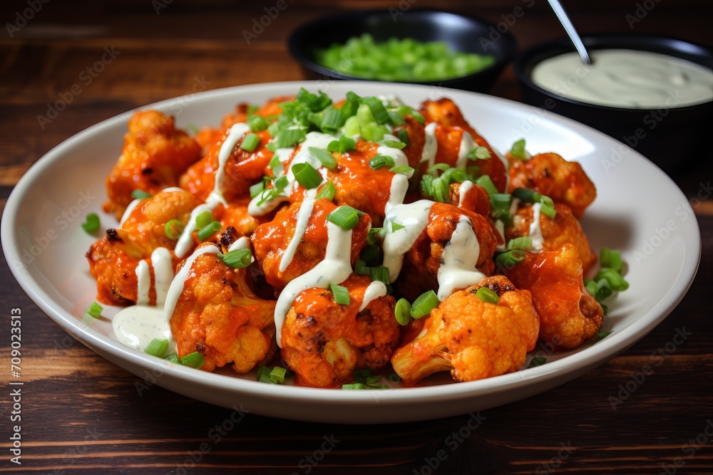 Deep- Fried Cauliflower Spicy WIngs With Mayonnaise Deep- Fried Cauliflower Spicy WIngs With Mayonnaise
