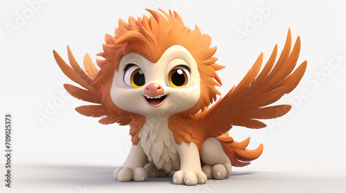 3d cartoon cute griffin on white background photo