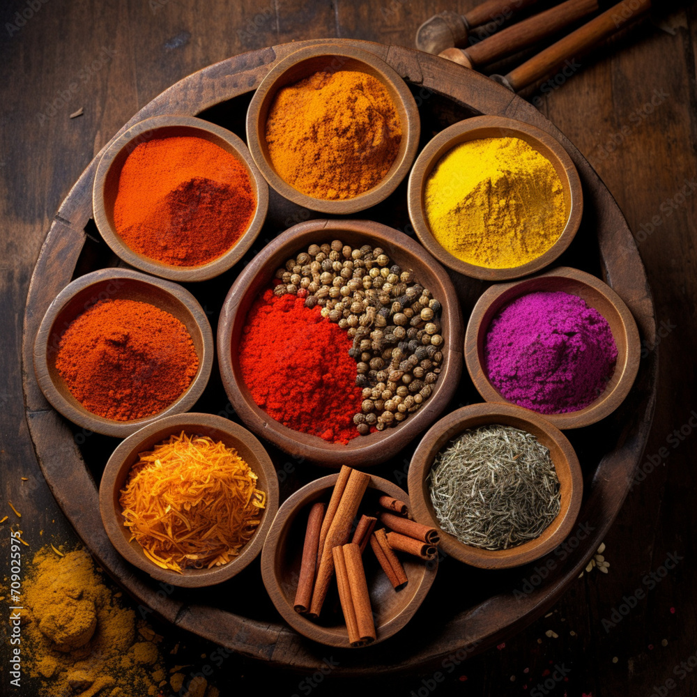 Assortment of spices in a market. Assortment of spices in a market.