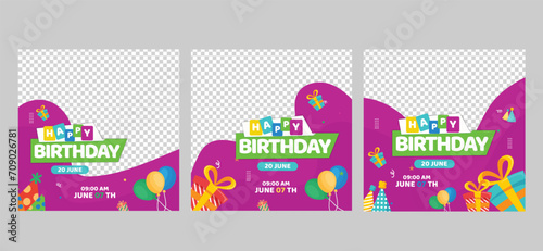 happy birthday social media instagram web banner template