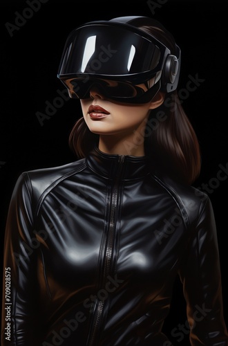 people wearing futuristic high tech virtual reality glasses, vr headset © Sabina Gahramanova