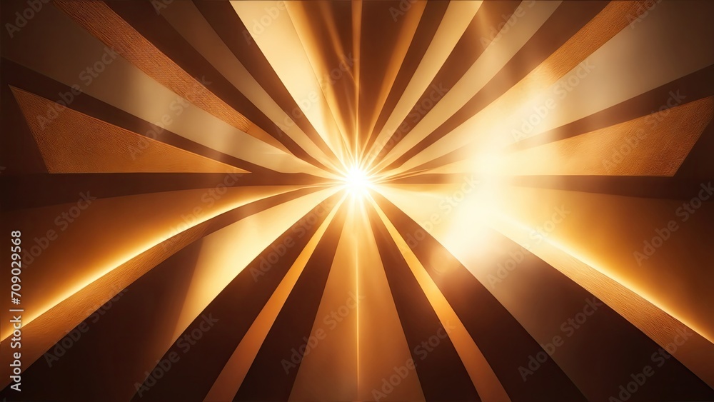 Brown and Golden light rays with geometric shapes Background