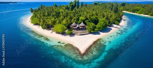 Heart shaped paradise island a serene oasis with crystal clear waves and azure shores