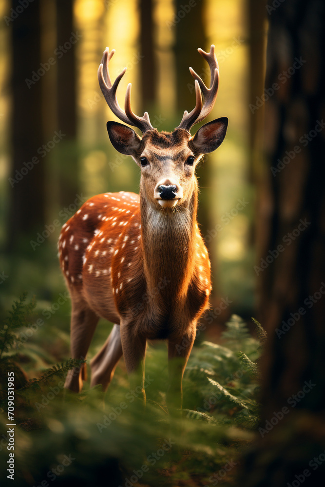 deer in the forest photography, depth of field created with Generative Ai deer in the forest photography, depth of field created with Generative Ai