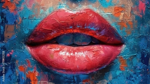 Luscious Lips. Pop Art Collage. female pink red lips mouth.

