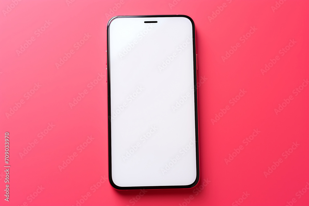 Smartphone with blank screen, lying on a colorful background. Clear, modern, versatile technology device Smartphone with blank screen, lying on a colorful background. Clear, modern, versatile technology device