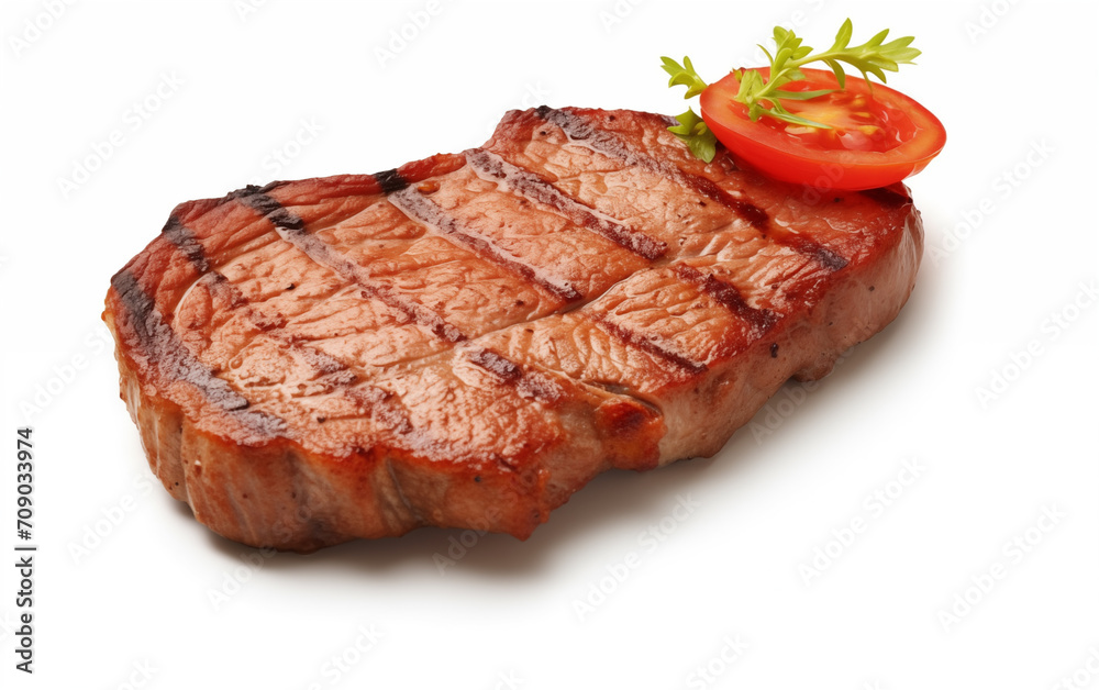 Grilled pork or beef steaks with chilli Isolated on White background Generated AI Grilled pork or beef steaks with chilli Isolated on White background Generated AI