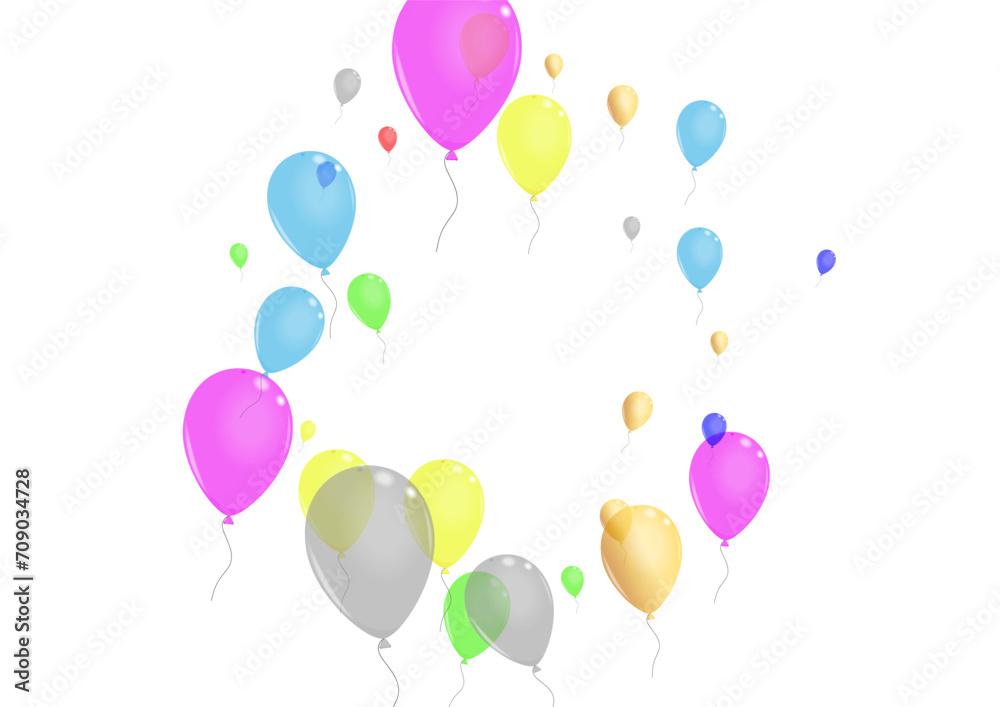 Colorful Air Background White Vector. Helium Event Background. Red Realistic. Pink Balloon. Surprise Glossy Border.
