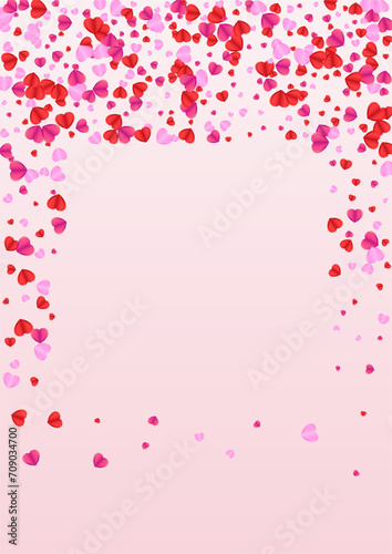 Red Confetti Background Pink Vector. Random Texture Heart. Fond Blank Backdrop. Tender Confetti Honeymoon Pattern. Purple Greeting Frame.