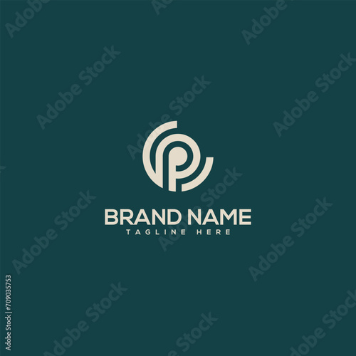 Monogram professional unique letter CP PC logo design template. Initials Business logo.
