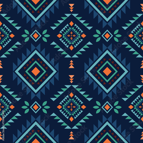 Ethnic southwest tribal navajo ornamental seamless pattern fabric colorful design for textile printing  photo