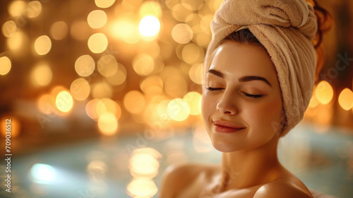 image of attractive lady enjoy spa salon procedure 