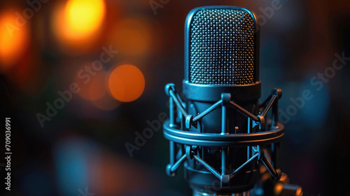 Professional microphone mock up isolated black background