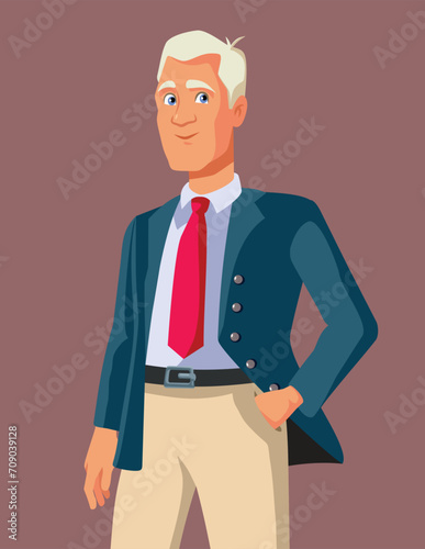 Classy Elegant Businessman Vector Character Illustration Design. Happy guy from high class society with style and elegance  
