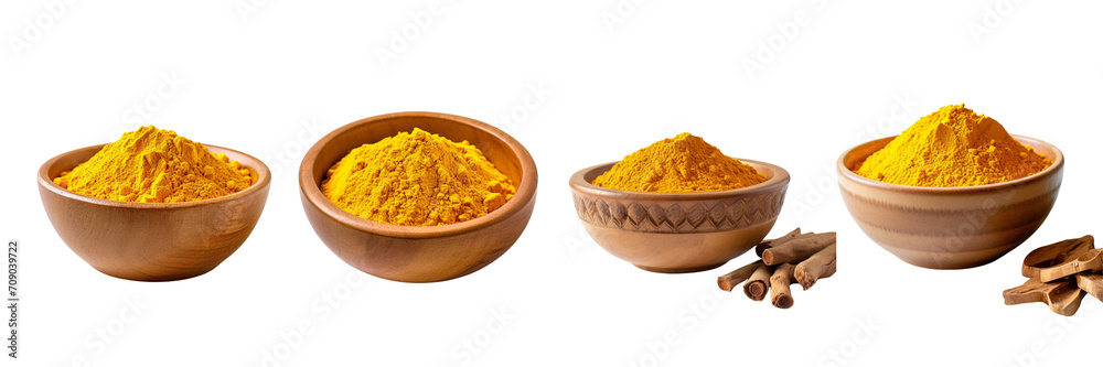 Set of Dry whole Turmeric on a bowl on a transparent background Set of Dry whole Turmeric on a bowl on a transparent background