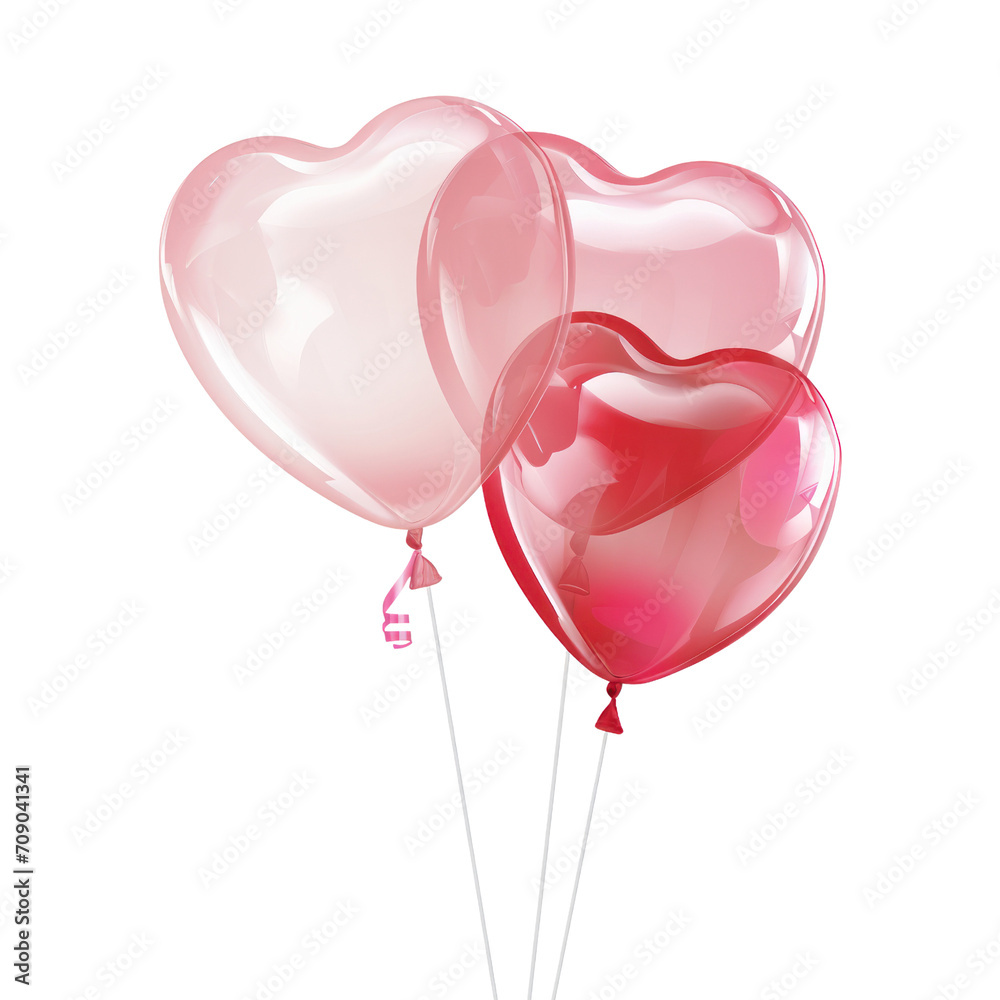 Transparent heart shaped balloons isolated on background