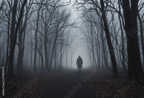 Nightmare scene in eerie forest with surreal horror landscape © SR07XC3