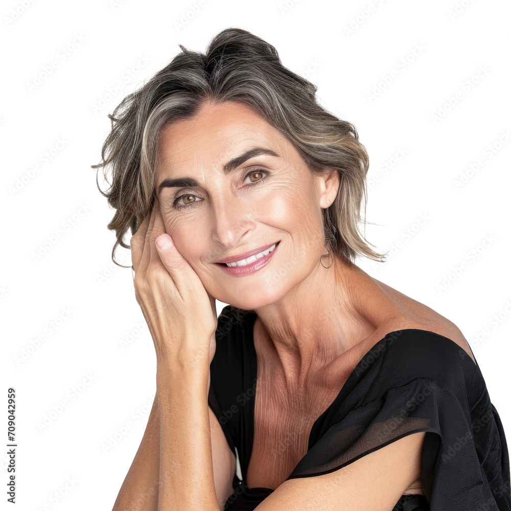 Beautiful gorgeous mid aged mature woman looking at camera isolated on white. Mature old lady close up portrait. Healthy face skin care beauty, middle age skincare cosmetics, cosmetology concept, png Beautiful gorgeous mid aged mature woman looking at camera isolated on white. Mature old lady close up portrait. Healthy face skin care beauty, middle age skincare cosmetics, cosmetology concept, png