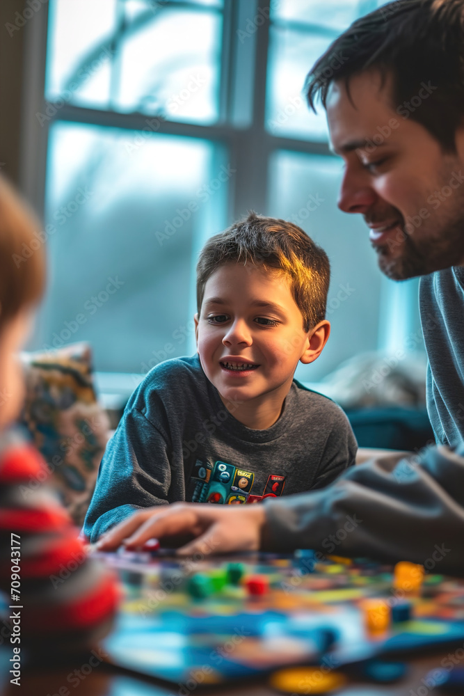 Family Playing board games or card games encourages cooperation, communication, and understanding of each other's emotions during wins and losses.