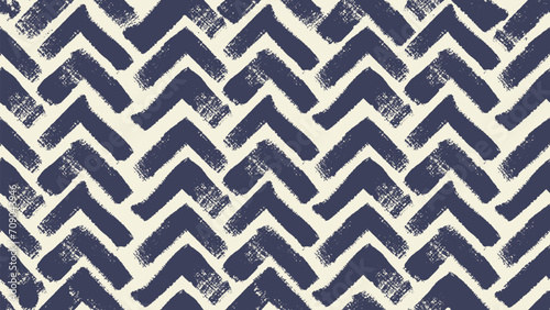Chevron seamless pattern. Texture grunge geometric gift paper, fabric print. Brush zig zag print. Unusual painted ornament from brush strokes. Vector High quality textured. Artistic black elements.