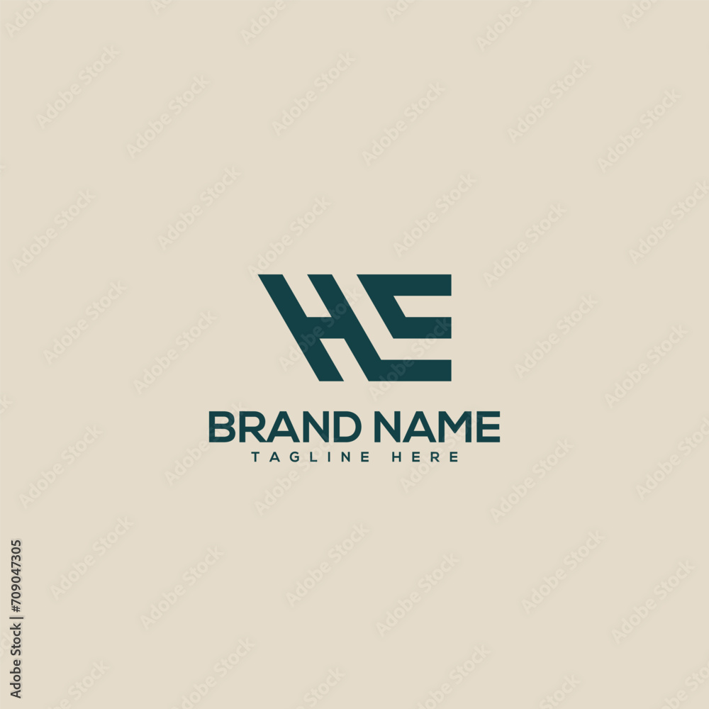 Obraz premium Professional unique letter HE EH monogram logo design template. Initials Business logo.