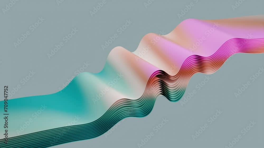 3D animation of an elastic ribbon in gradient colors. Modern dynamic design animation