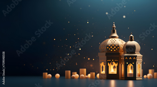 Celebration of islamic eid mubarak and Eid Al Adha. Ai generative
