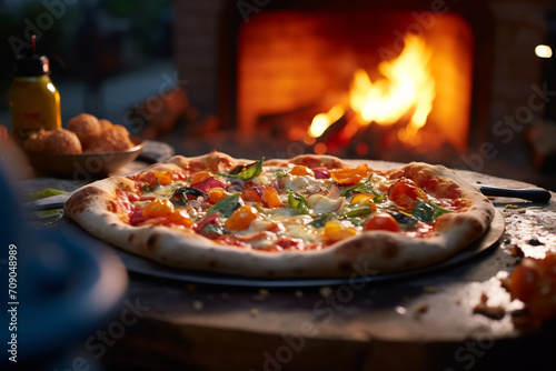 Homemade Pizza Grilling Over Open Flame