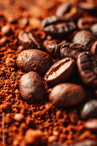 fresh coffee beans on the table. Selective focus.