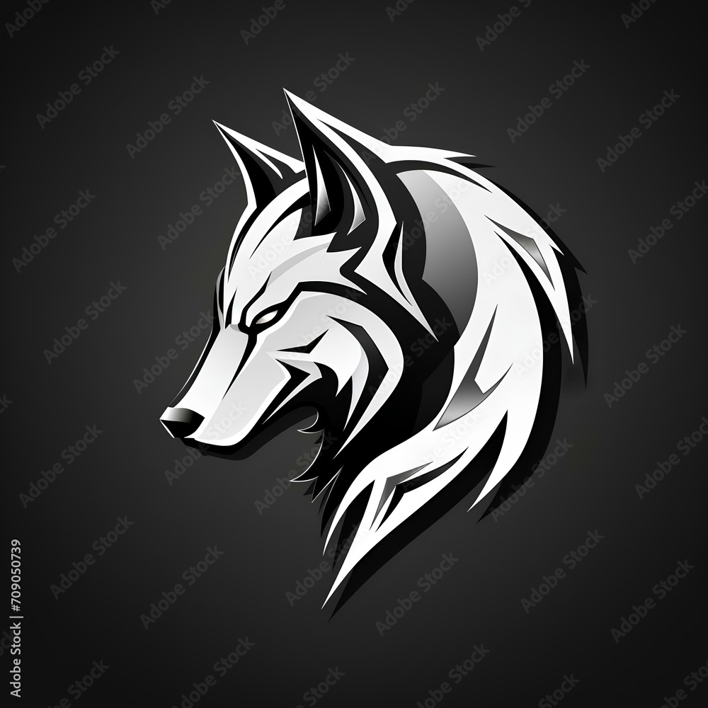 Fototapeta premium wolf head icon in the dark background