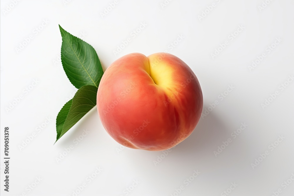 Deliciously ripe peach fruit isolated on white background, high quality for advertising Deliciously ripe peach fruit isolated on white background, high quality for advertising