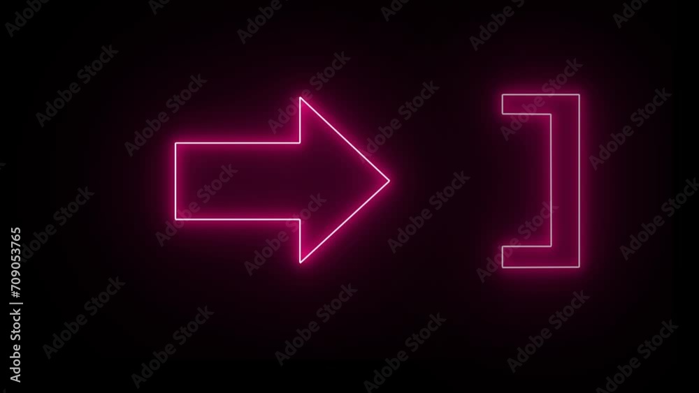 With the arrow logo embellishment and template covering in a realistic isolated neon sign on a black background. With the arrow logo embellishment and template covering in a realistic isolated neon sign on a black background.
