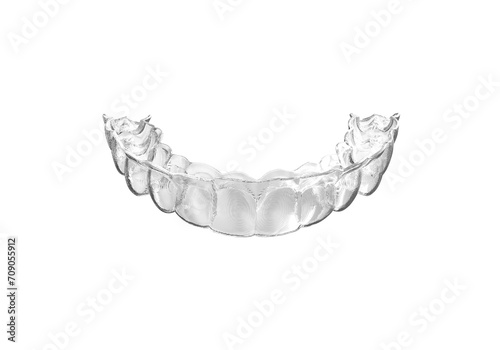 Invisible Clear Plastic Aligner for Upper Teeth 3d Render illustration transparent background photo